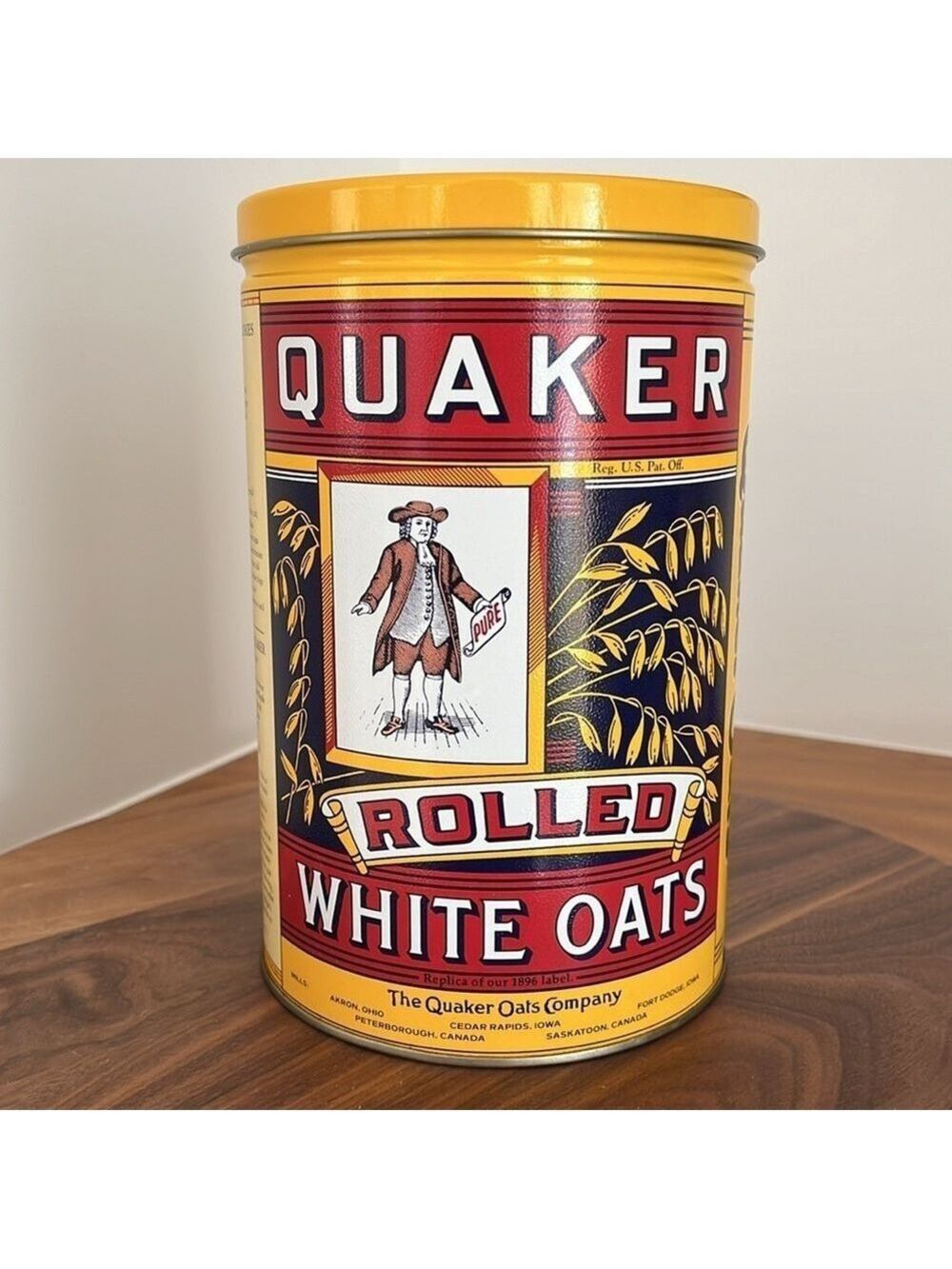 QUAKER OATS Vintage Tin Collectible Display Kitchenware Cookie Recipe Bilingual